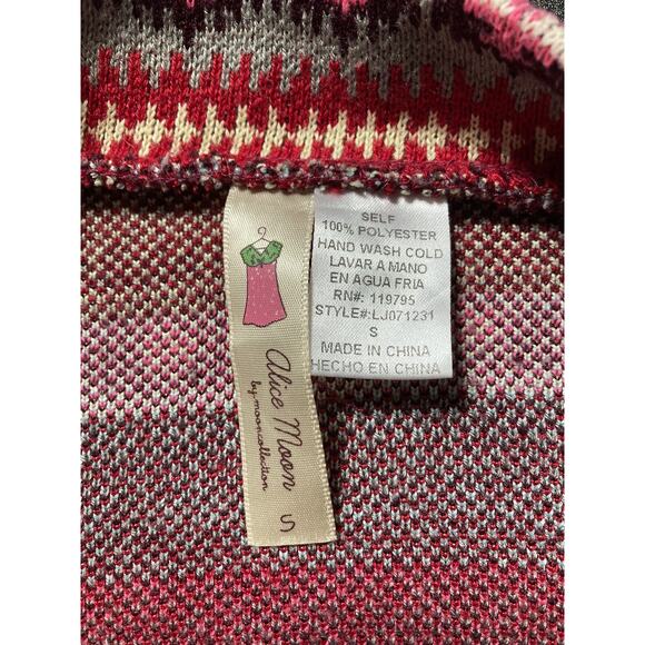 Womens Girls Alice Moon Open Front Cardigan Sweater Long Sleeve Cuff Fair Isle S - Picture 7 of 7